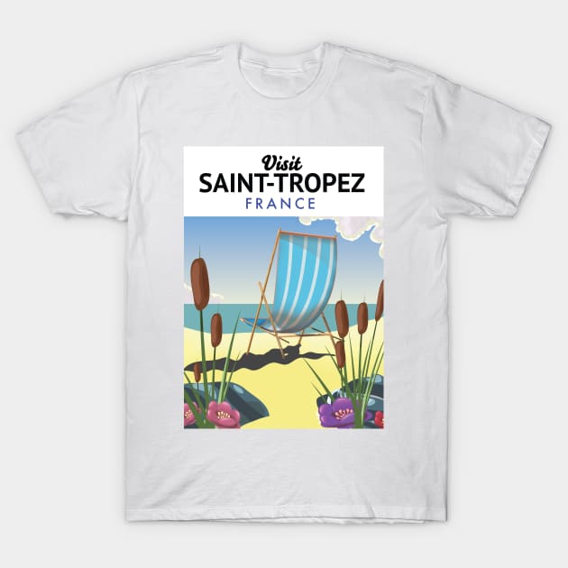 Saint-Tropez France travel poster T-Shirt by nickemporium1